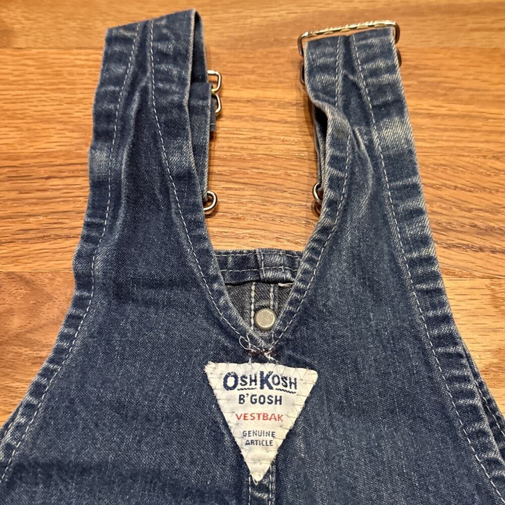 VINTAGE OSHKOSH B'GOSH 80S DENIM VESTBAK OVERALLS MADE IN USA TODDLER 3T - Picture 5 of 9